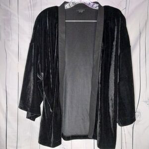 Ann Taylor Black Velvet Whimsigoth Formal Tonal Trim Kimono Jacket